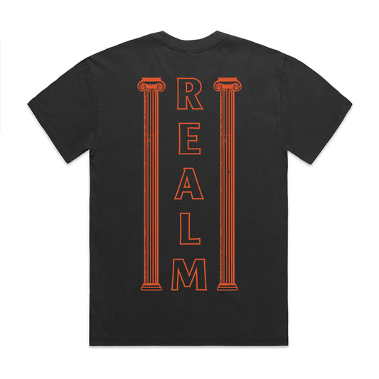 REALM black & orange heavy tee